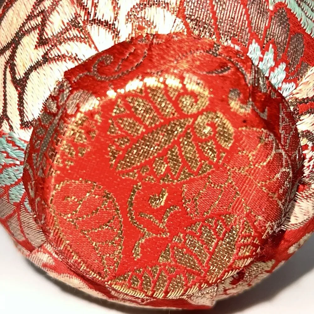 Vintage Handmade Empress Hime-Daruma Ginger Jar Wedding Doll Silk Pleated Kimono
